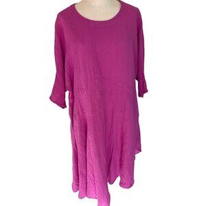 Eleven Stitch Design Womens Tunic Dress Pink Size XS Asymmetrical Made In USA